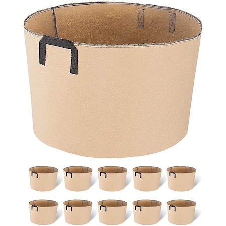 Ipower 10-Pack 30 Gallon Plant Grow Bags, Tan, 10PK GLGROWBAG30X5TANX2